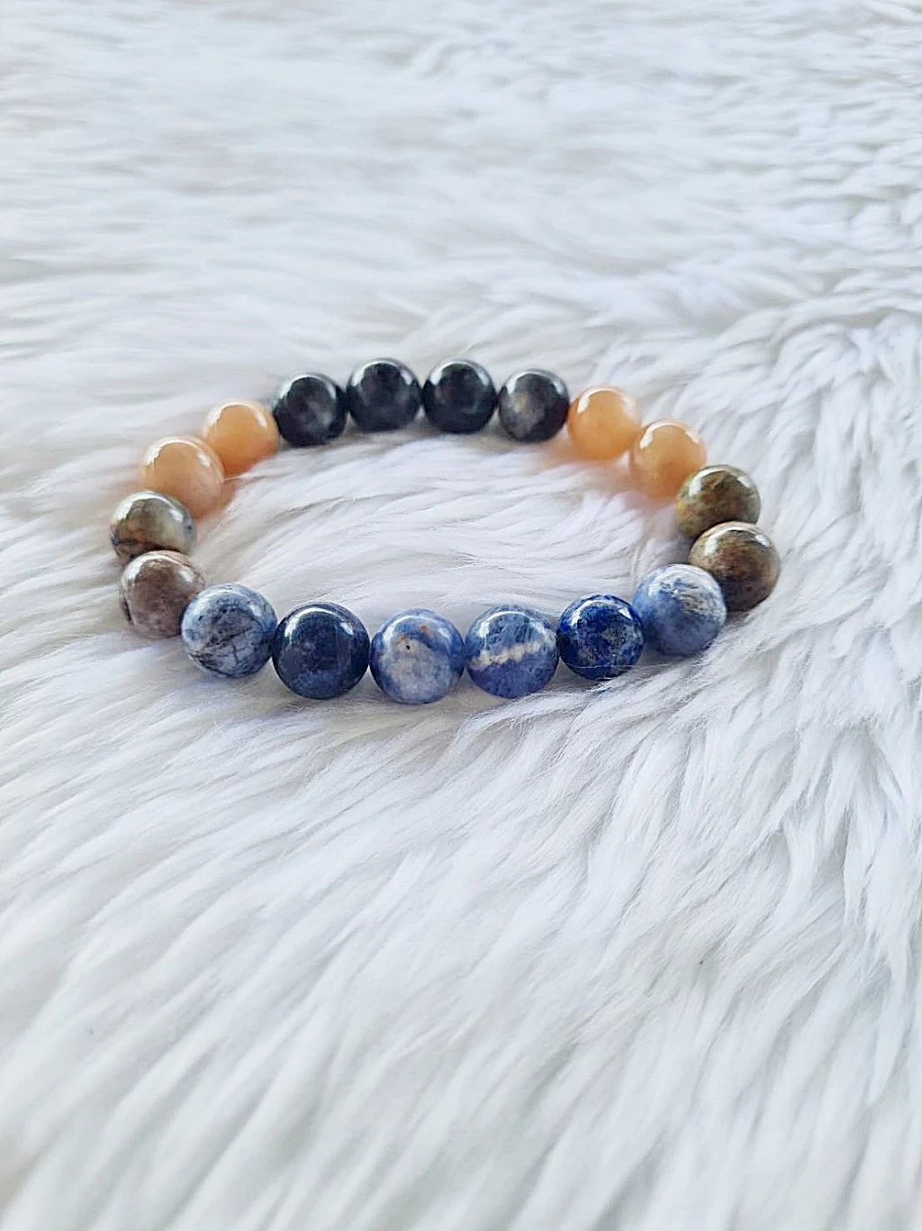 (012) กำไลหินลาพิส โซดาไลต์ โรโดไนต์ พีชมูนสโตน ลาบาดอไรต์ ขนาด 10 มิล (โชคลาภ การเงิน การงาน สมาธิ ) ขนาดข้อมือแจ้งระบุทางแชทได้ค่ะ