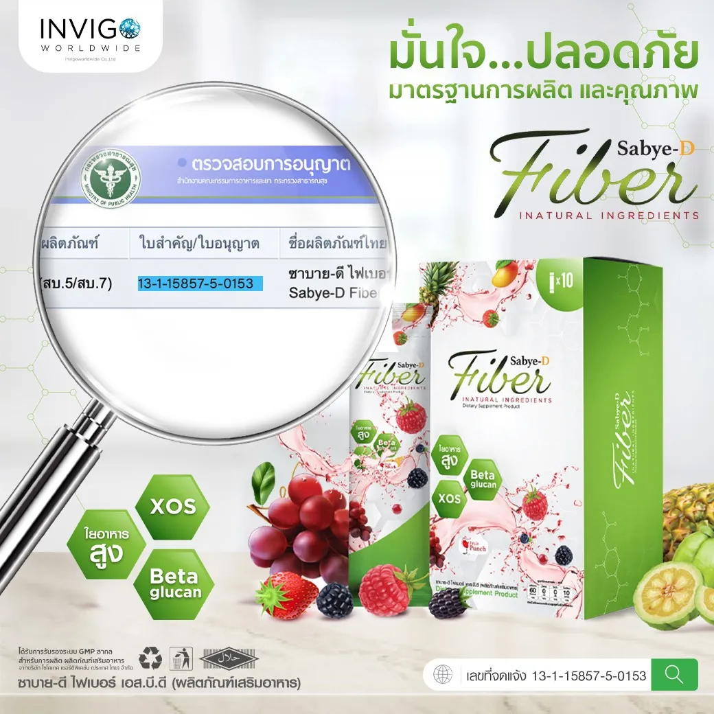 SBD SabyeD fiber ซาบายดีไฟเบอร์ ขับถ่ายดี พุงยุบ ดีท๊อกลำไส้ ไฟเบอร์ลดพุง ดีท๊อกซ์ผงชงดื่ม อาหารเสริมช่่วยขับถ่าย ไฟเบอร์พรีไบโอติก ท้องผูก ล้างสารพิษ ช่วยปรับสมดุลลำไส้ หุ่นเพรียว พุงยุบ