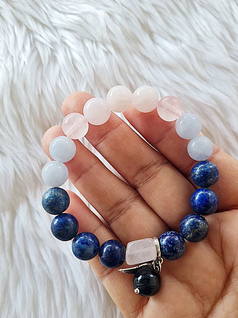 (008) กำไลหินประจำวันเกิด (วันศุกร์) กำไลหินแท้ ขนาด 10 มิล เสริมทุกด้าน (ขนาดข้อมือระบุทางแชทได้เลยค่ะ)